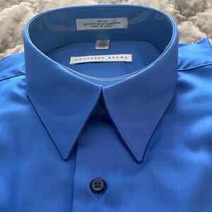 Brand New wrinkle free satin Geoffrey Beene Men's Vibrant Blue Dress Shirt